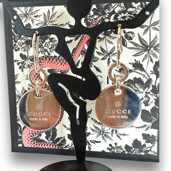 Authentic Gucci Sterling Silver 925 Round Logo Dangle Earrings! - Picture 2 of 16